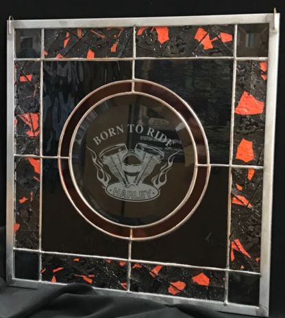 Harley Davidson Born to Ride beveled glass panel