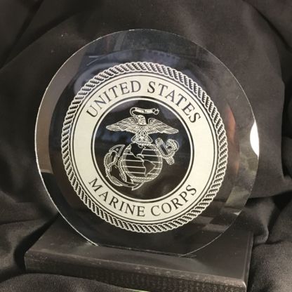US Marines Etched 6" Glass Bevel