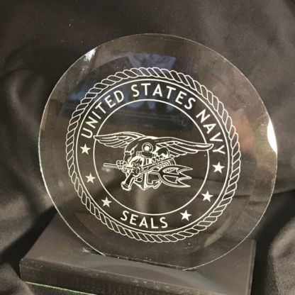 US Navy Seals Etched 6" Glass Bevel