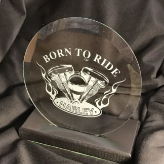 Etched Harley Born to Ride 6" Engine Glass Bevel
