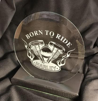 Etched Harley Born to Ride 6" Engine Glass Bevel