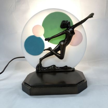 Lady On A Wave Art Deco Fan Lamp Base - Antique Brass - Image 3