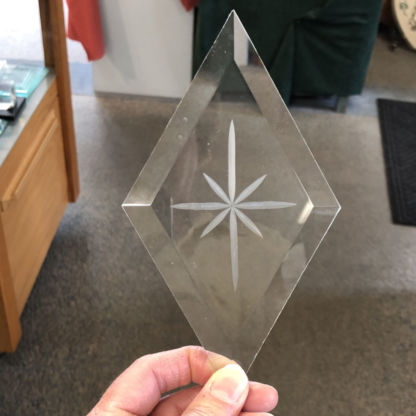 Engraved Diamond Bevel Glass 4" x 7" - Image 2