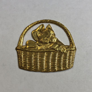Brass Kitten in Basket #1262