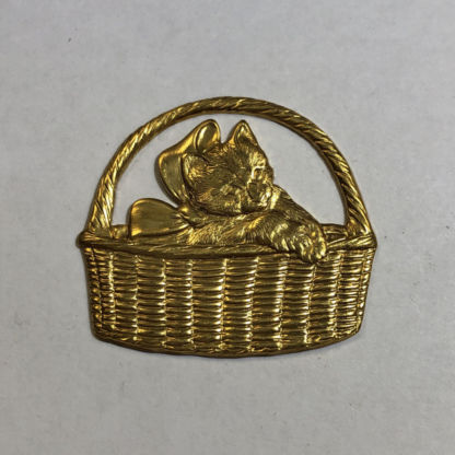 Brass Kitten in Basket #1262