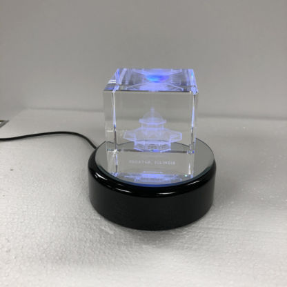 Lighted Base-3 3/4" Black Round White Light - Image 2