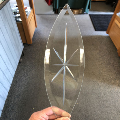 Large Engraved Elongated Oval Bevel Glass 3 5/8" x 14 1/2" - Image 2