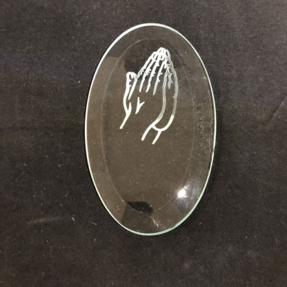 CF-G23H - Engraved 3" x 5" Oval Bevel Praying Hands
