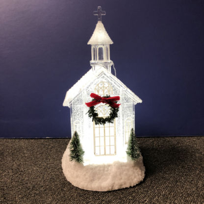 Lighted LED Shimmer Christmas Church - Image 2