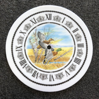 White Glass 8" Clock Face With Ducks Scene