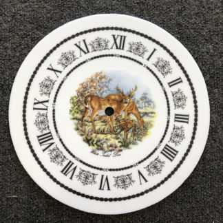 White Glass 8" Clock Face With Deer Scene