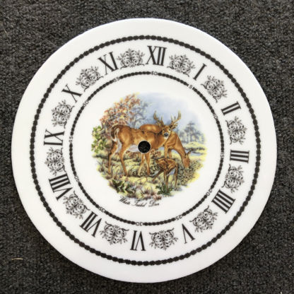 White Glass 8" Clock Face With Deer Scene