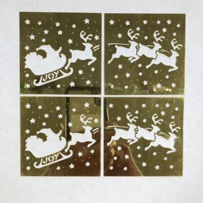 Brass Holiday Filigree Set-CH5 Santa With Reindeer