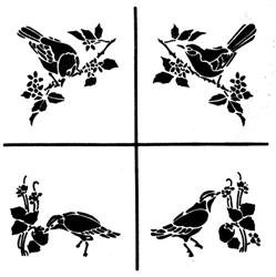 Peel N' Etch Stencil- Bird Corners #1403