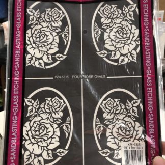 Peel N' Etch Stencil-Four Rose Oval #1315