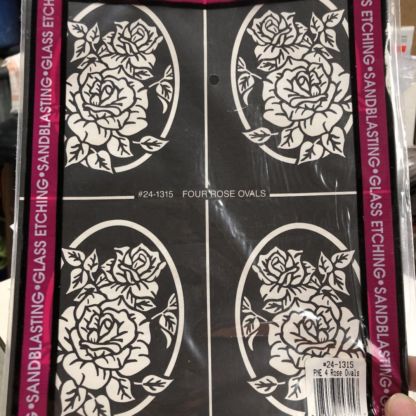 Peel N' Etch Stencil-Four Rose Oval #1315