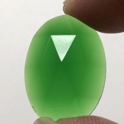 Green Faceted 18mm x 25mm Oval Pressed Jewel #OV2518-03 - Image 2