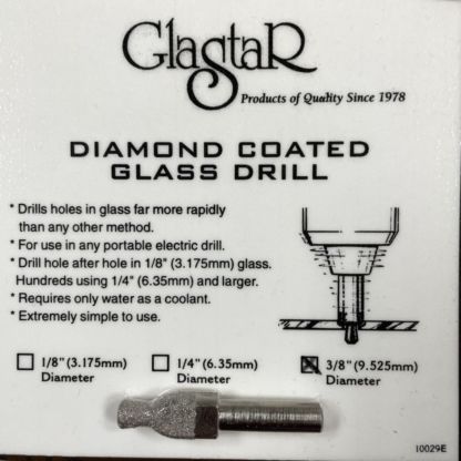 Glastar 3/8" Diamond Coated Glass Drill