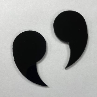 Mosaic Precut Black Glass Commas-Set of 2