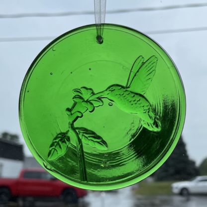 3-D Pressed Glass Rondel - Hummingbird #1100