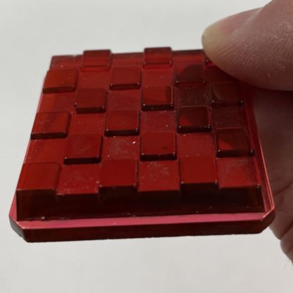 Checkered Square 37mm Jewel - Cranberry CH37-340 - Image 3