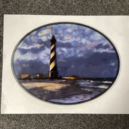 Painted Medallion Oval Lighthouse PM037