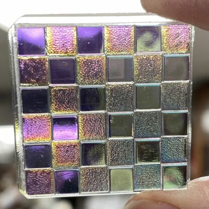 Dichroic Checkered Square 37mm Jewel - SCH37-01 Clear - Image 3