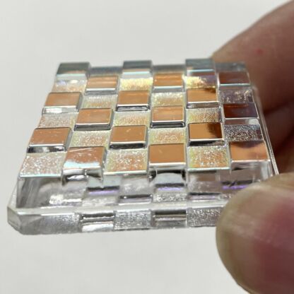 Dichroic Checkered Square 37mm Jewel - SCH37-01 Clear - Image 4