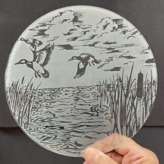 Etched Flying Ducks Medallion D01