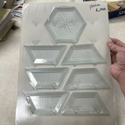 Glass Beveled Clear Cluster - Clear Engraved Hexagon L100 - Image 2