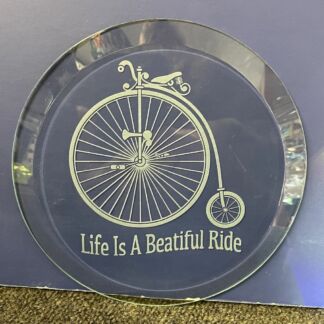 Bicycle Etched 6" Glass Bevel