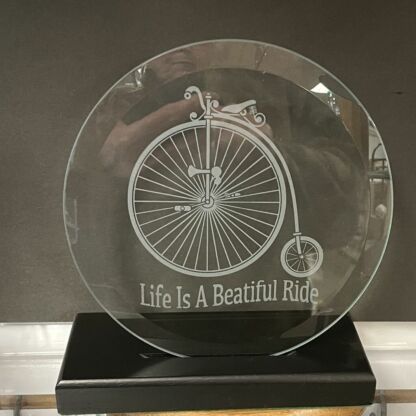 Bicycle Etched 6" Glass Bevel - Image 3